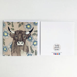 Latte Highland Cow Greetings Card