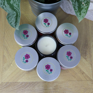 Natural Wax Candle Cotton Wick Rose Garden - roses • lilly • plum