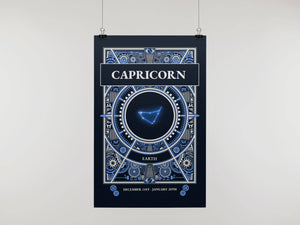 Capricorn Zodiac Horoscope Star Sign Constellation Style Art Print A4 Framed no Mount