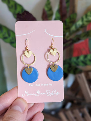 Blue Heart - Clay and Metal Earrings