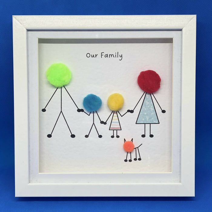 Pom Family Picture- Small square framed