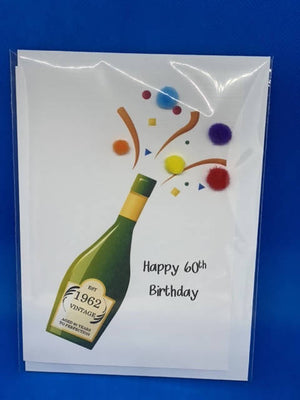 Happy 60th Birthday - Pom Pom greeting card
