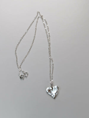 Hammered heart sterling silver pendant - Handmade