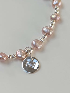 Pink freshwater baroque pearl bracelet - Handmade