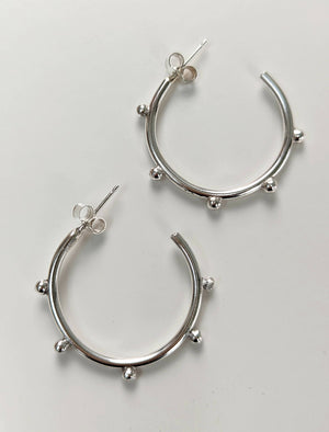 Bobble sterling silver hoops - Handmade