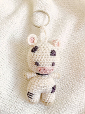 Hand-Made Crochet Cow Keychain / UKCA-CE Certified