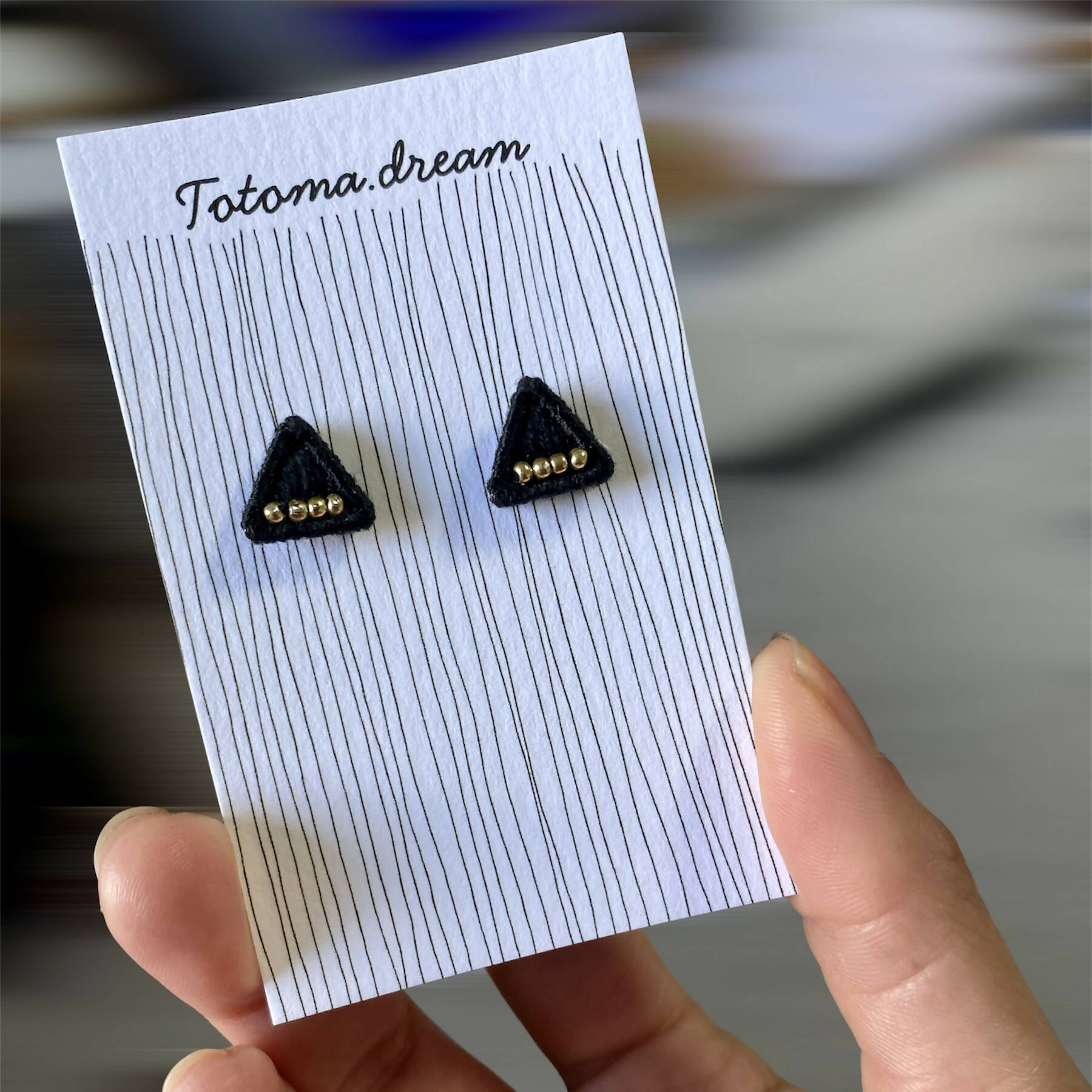 Crystal Embroidery Earrings {Small Triangle}