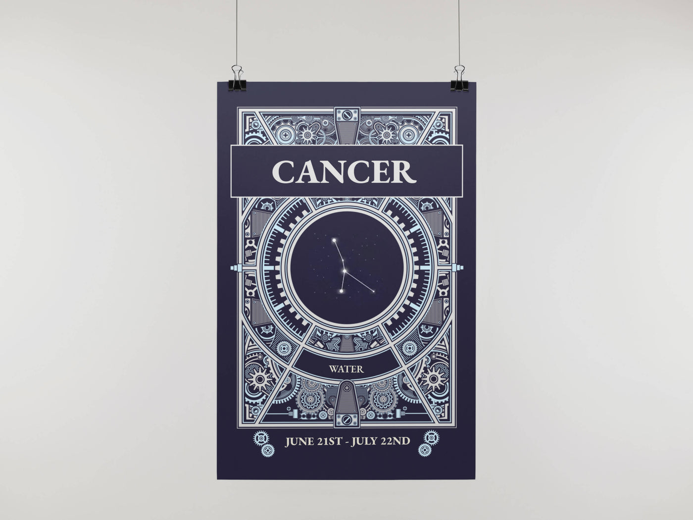 Cancer Zodiac Horoscope Star Sign Constellation Style Art Print A4