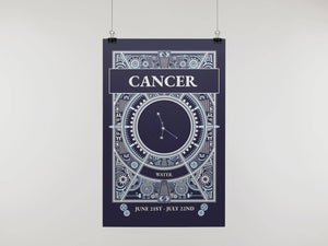 Cancer Zodiac Horoscope Star Sign Constellation Style Art Print A4 Framed no Mount