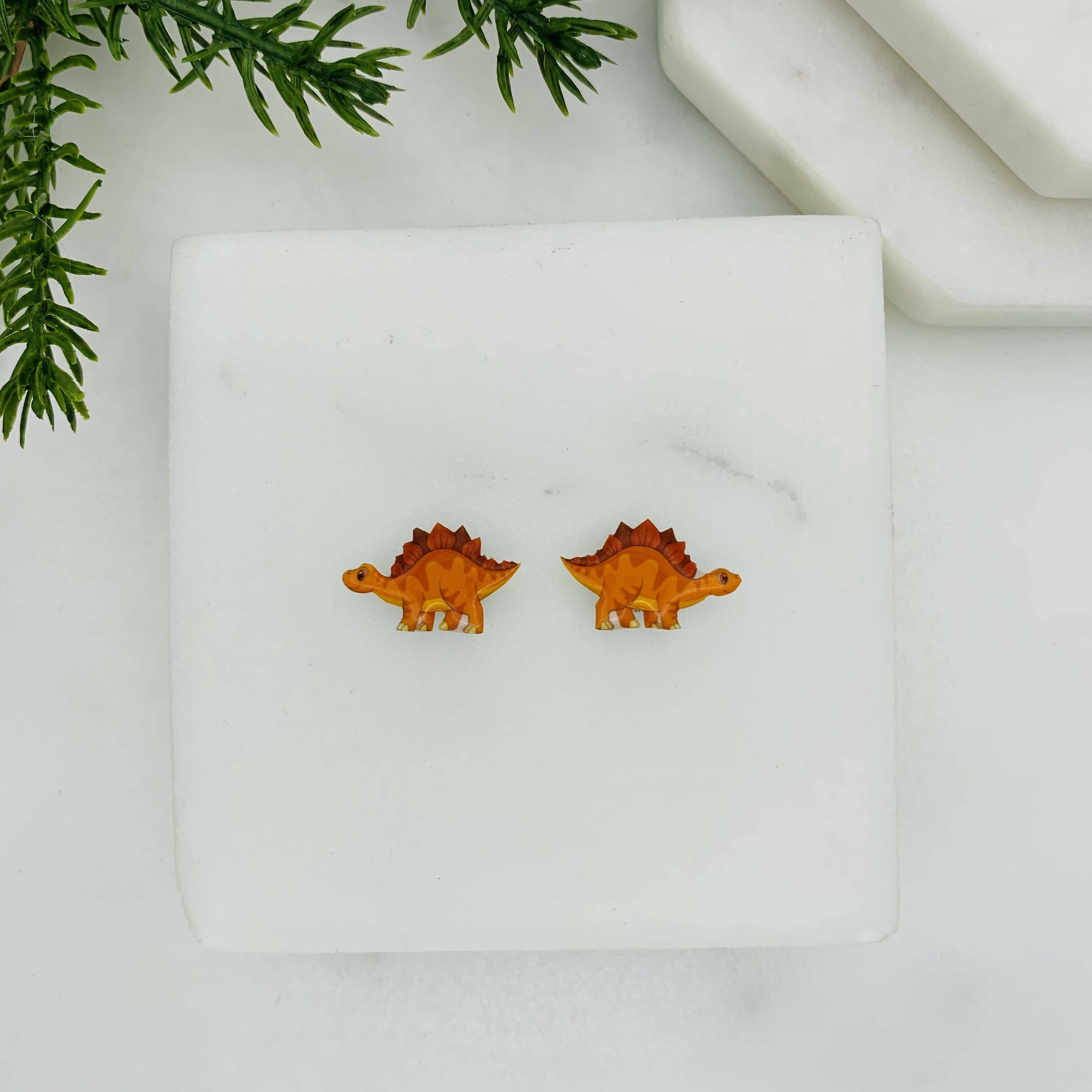 Stegosaurs Dinosaur Stud Earrings