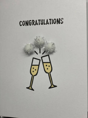 Congratulations Champagne - Pom Pom greeting card