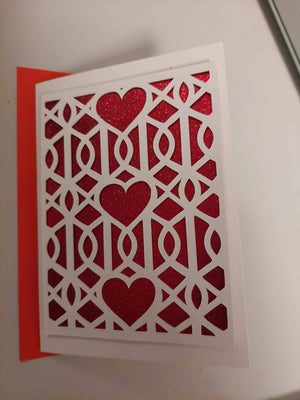Red Glitter Heart Handmade Card Small
