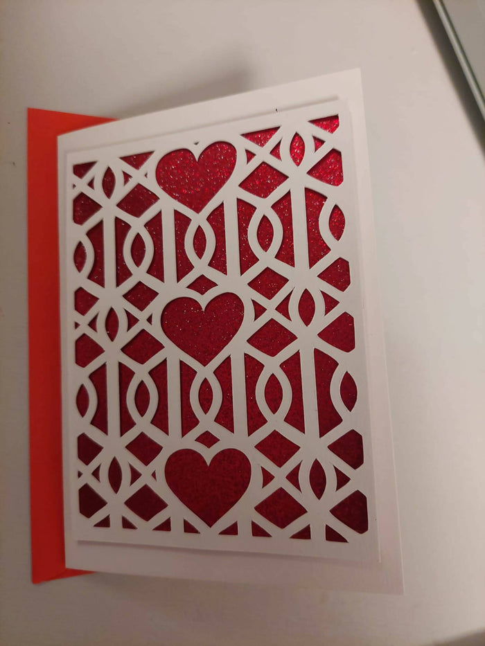 Red Glitter Heart Handmade Card Small