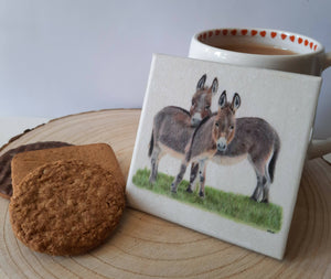 Ceramic coaster - donkey design