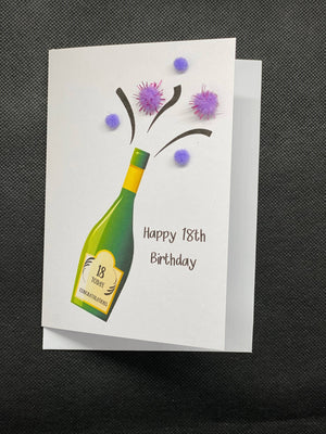 Happy 18th Birthday - Pom Pom greeting card