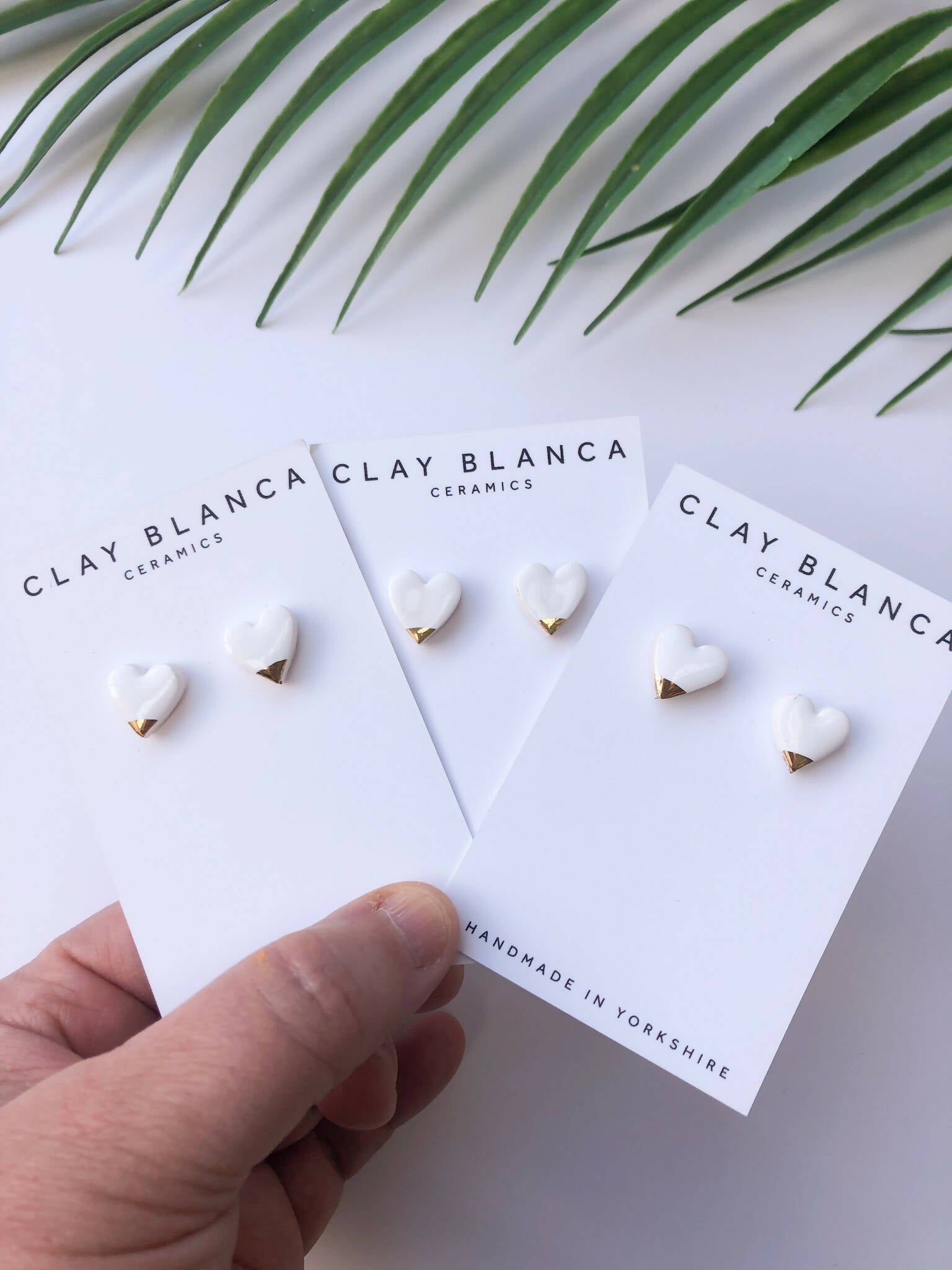 White Heart Studs