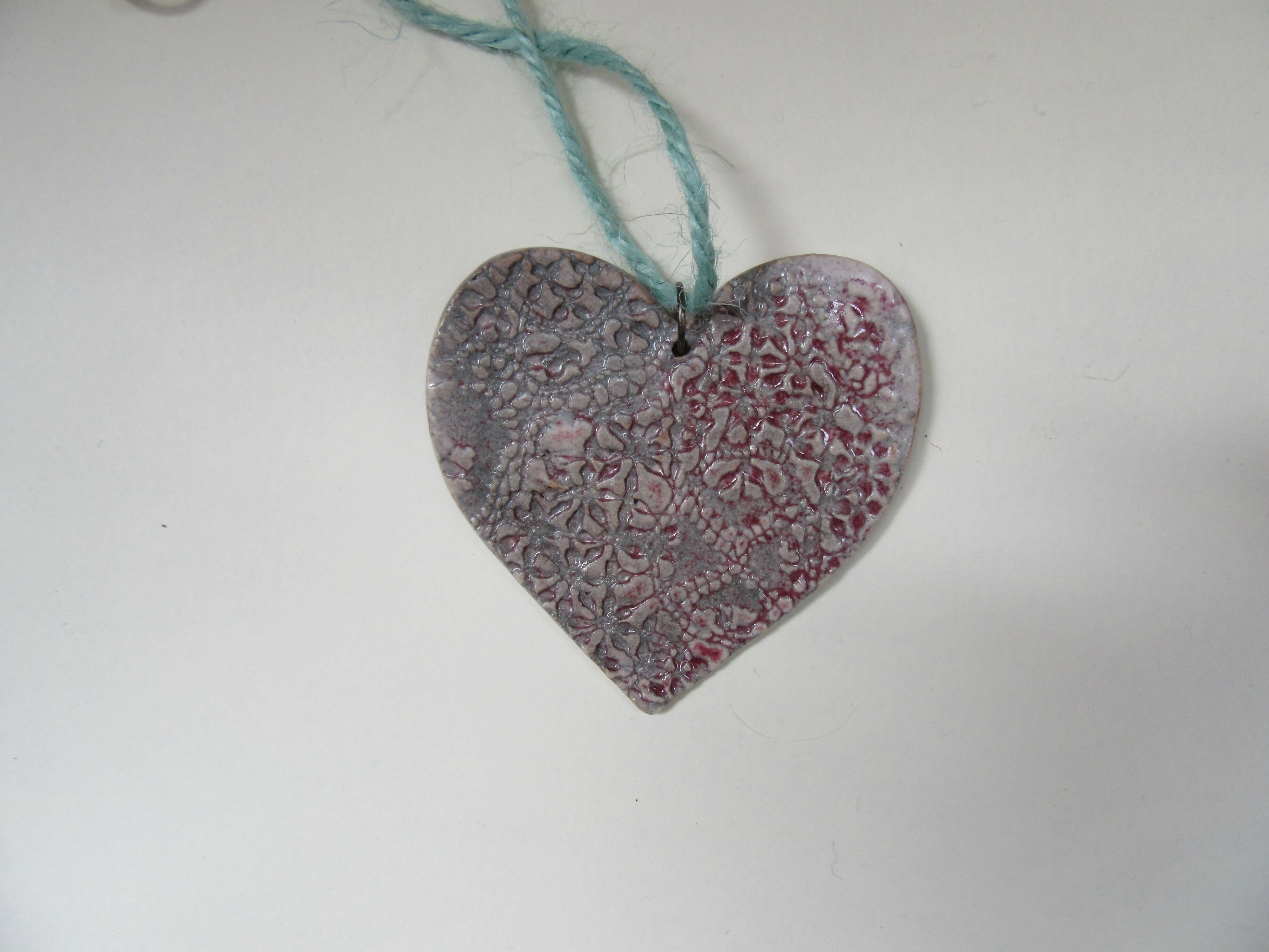 Stoneware heart hanger