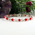 16cm Silver plated stacking bracelet with 4mm dyed Red Sea Bamboo & Clear Quartz
