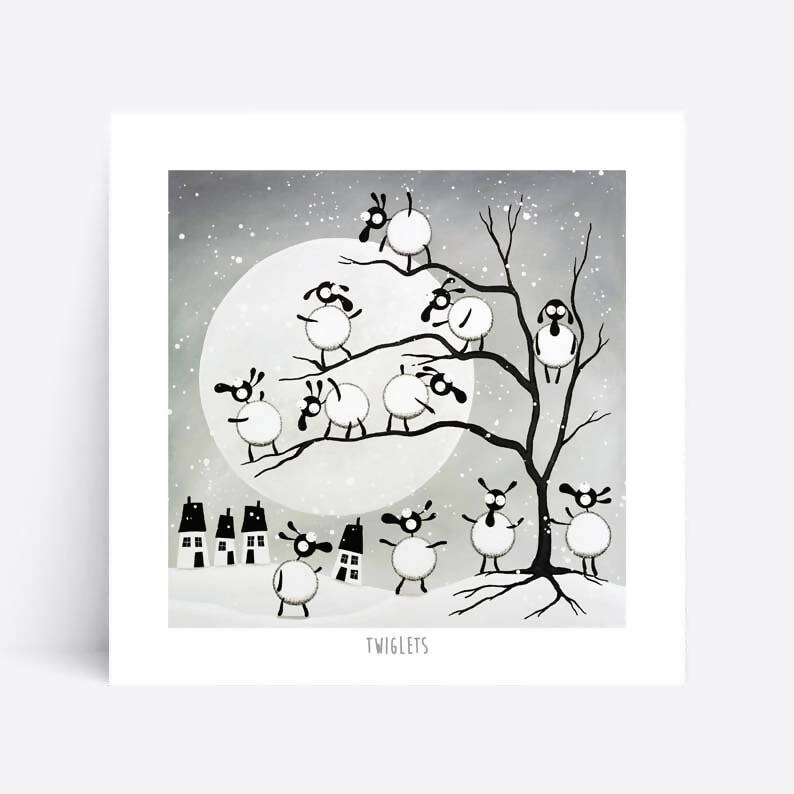 Twiglets 10” Print | Whimsical Sheep Art - Art & Soul