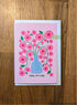 Vase of flowers birthday card - pink