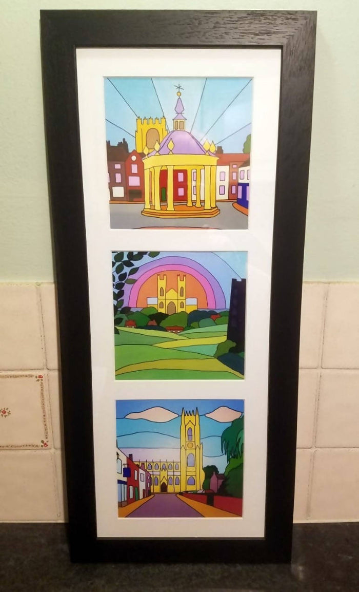 Triple Beverley vertical framed prints