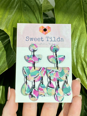 Watercolour statement earrings - polymer clay