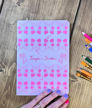Strawberry Field Notebook - A5 Blank inside (60 pages)