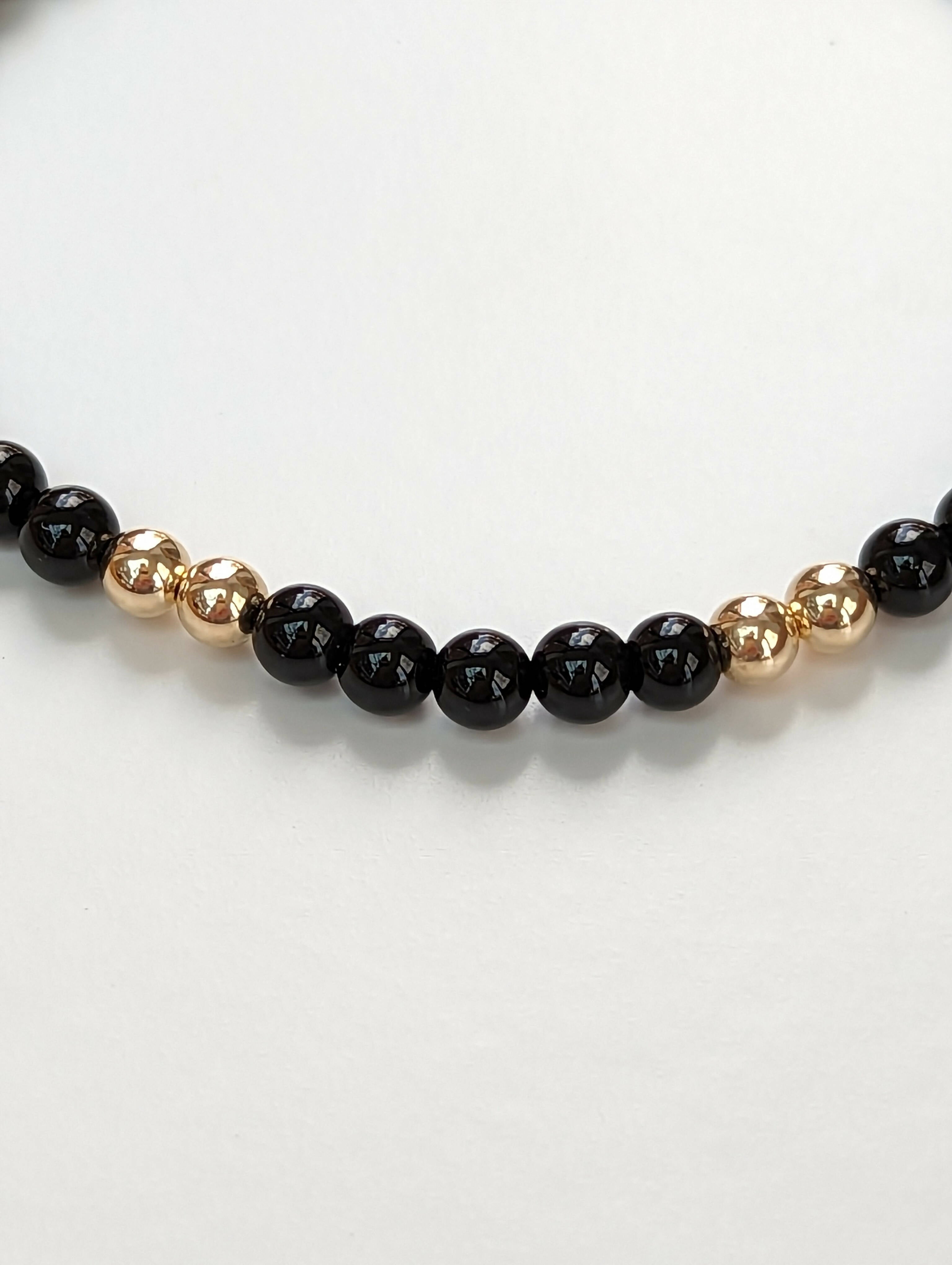 Black Onyx Half and Half Skinny Bracelet - Handmade