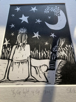 By The Light of the Moon: Linocut Print