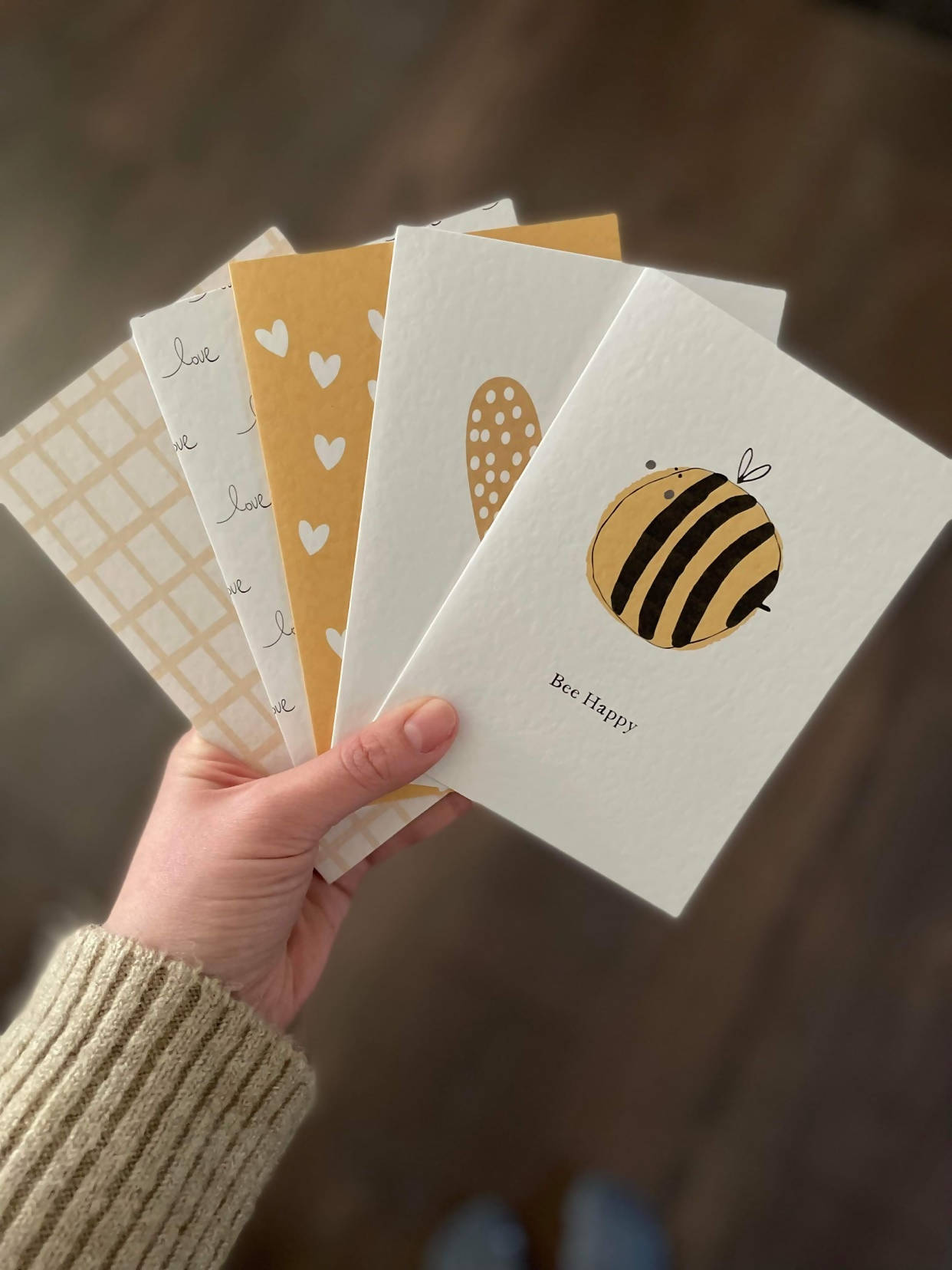 Bee Happy Set of 5 Blank Notecards