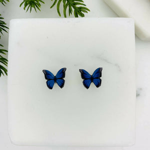 Blue Butterfly Earrings With Quote Card