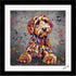 COCKAPOO DOG FULL BODY COLOUR SPLASH FRAMED ARTWORK.