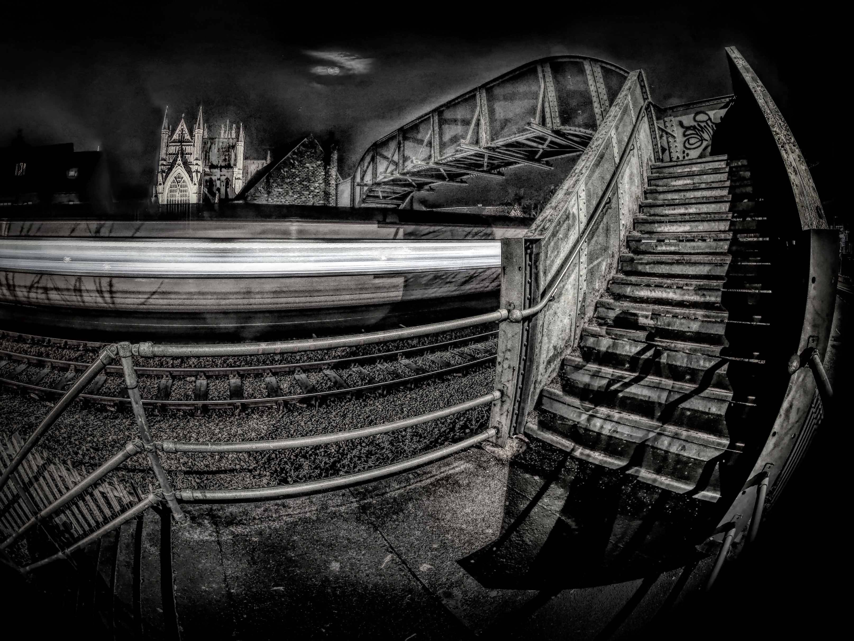 Beverley Minster over the bridge (b/w)