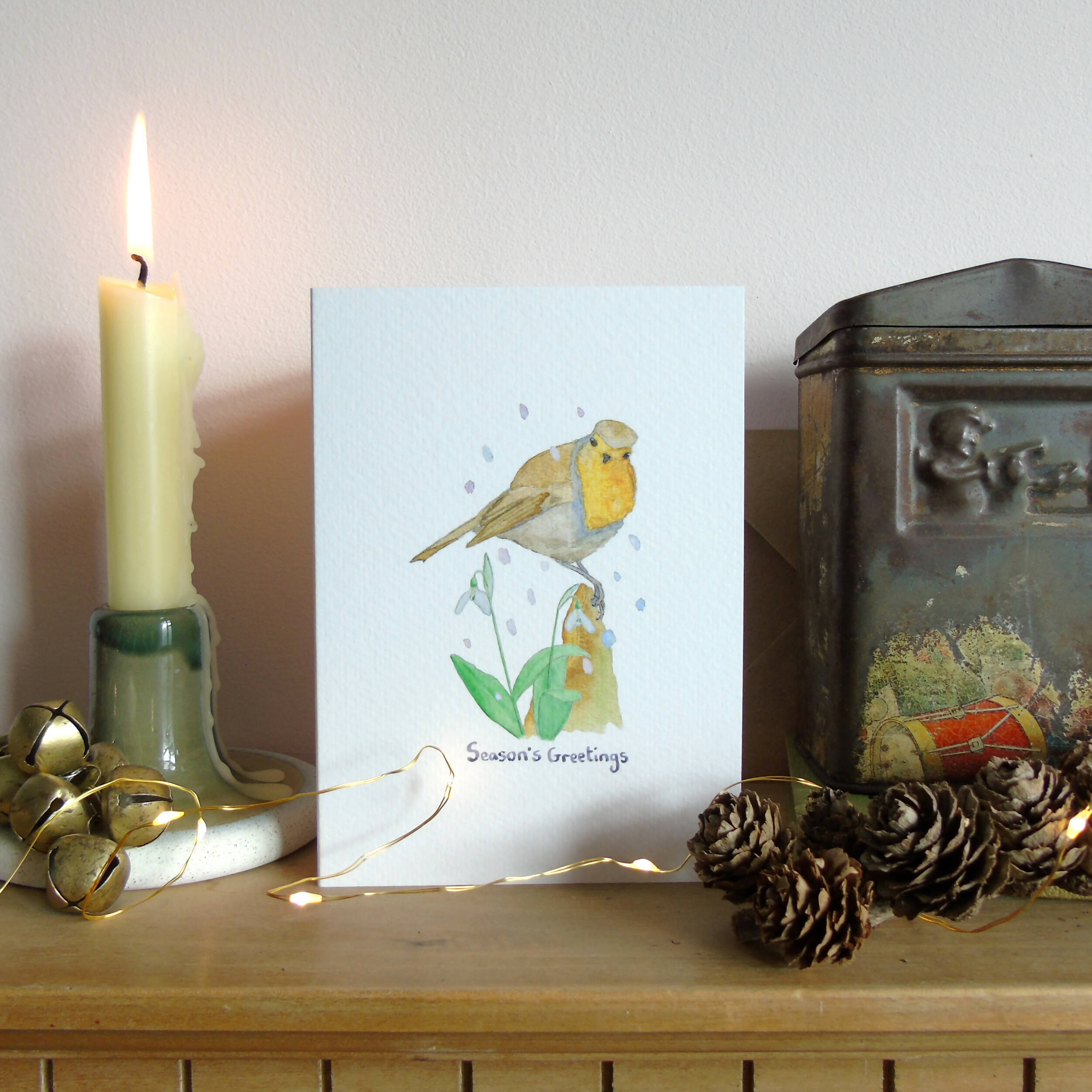 Robin and Snowdrop Christmas Card