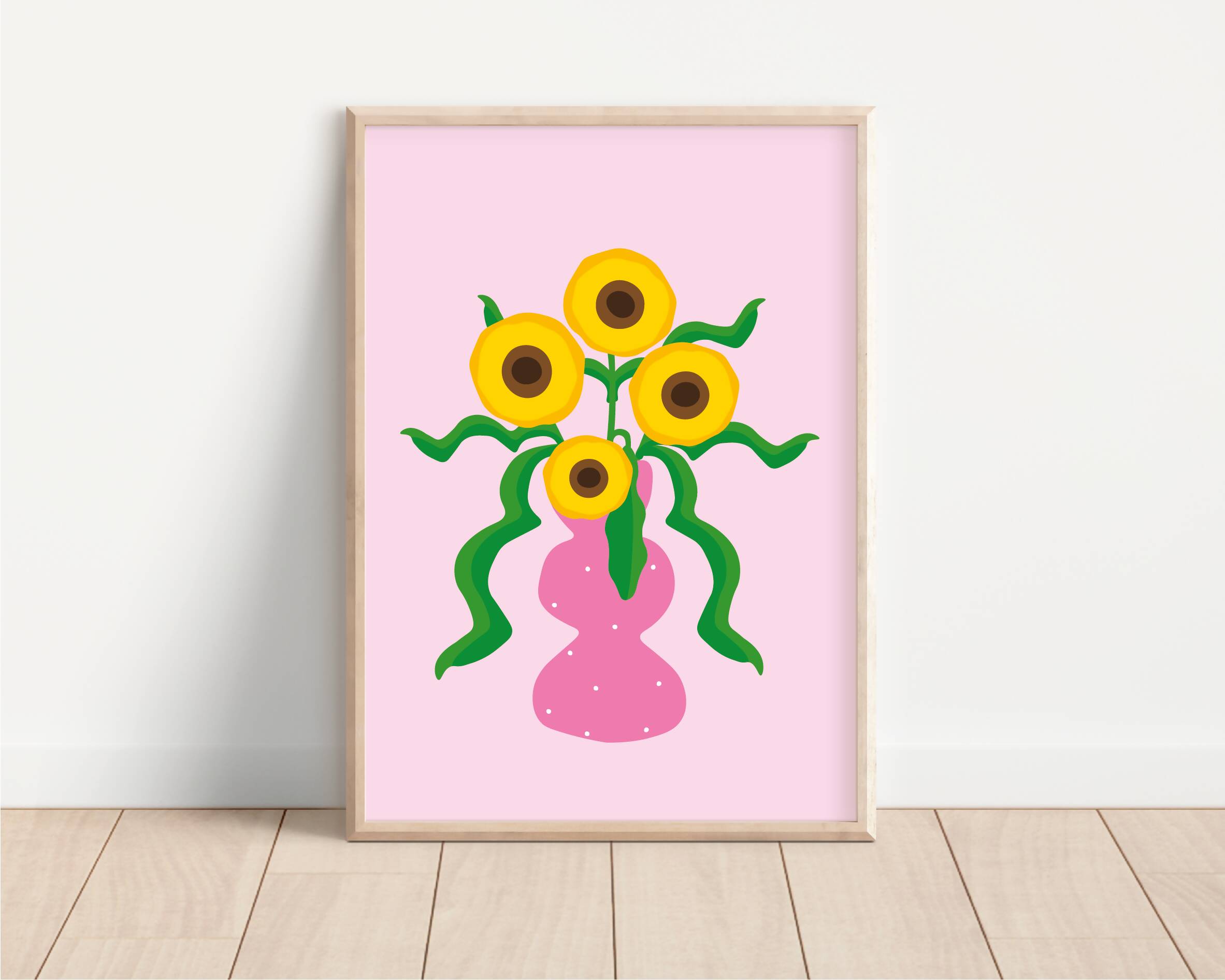 A5 Pink Abstract Vase Print