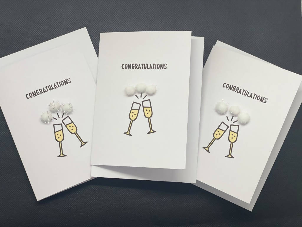 Congratulations Champagne - Pom Pom greeting card