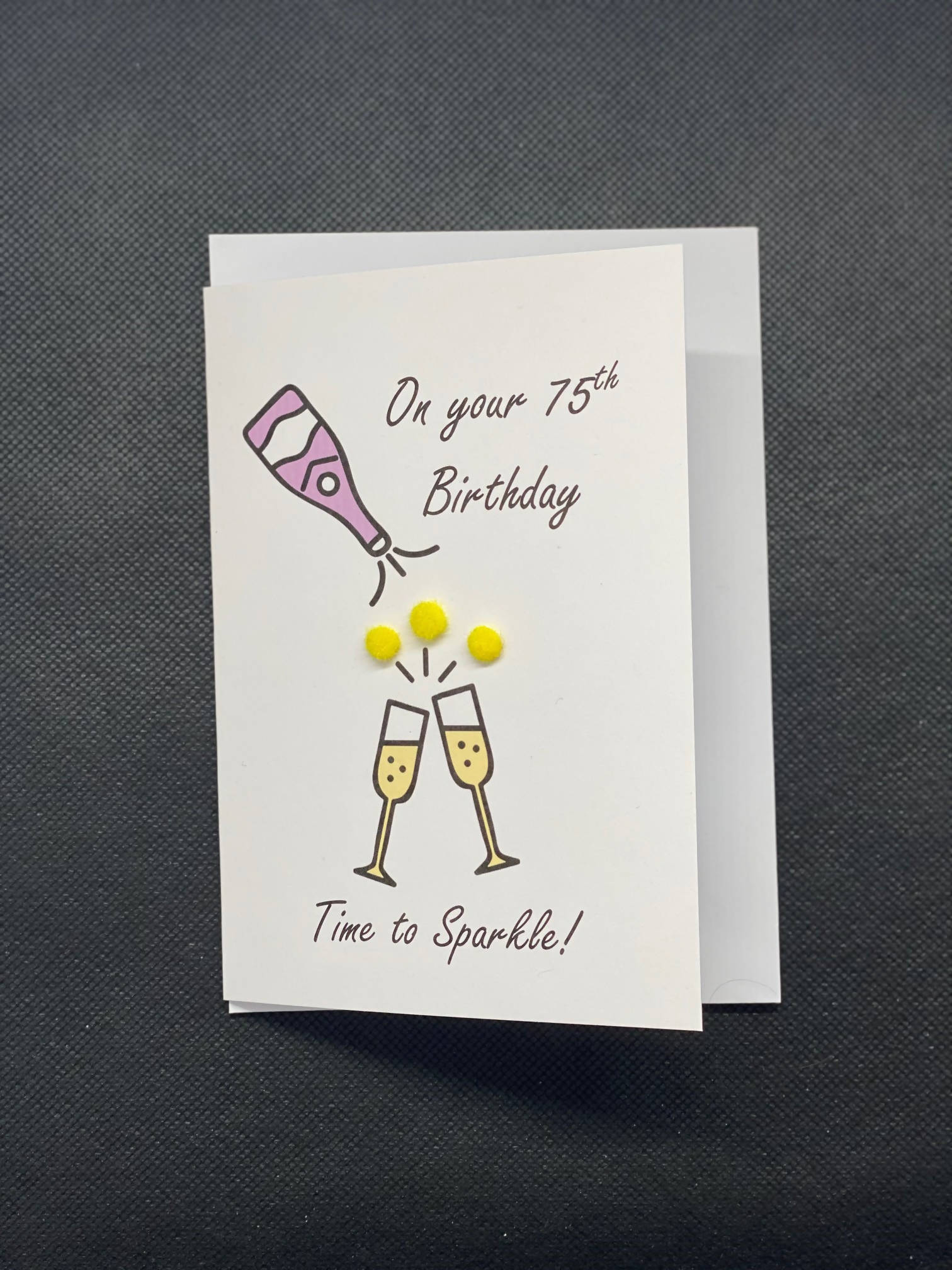 Happy 75th Birthday glasses - Pom Pom greeting card