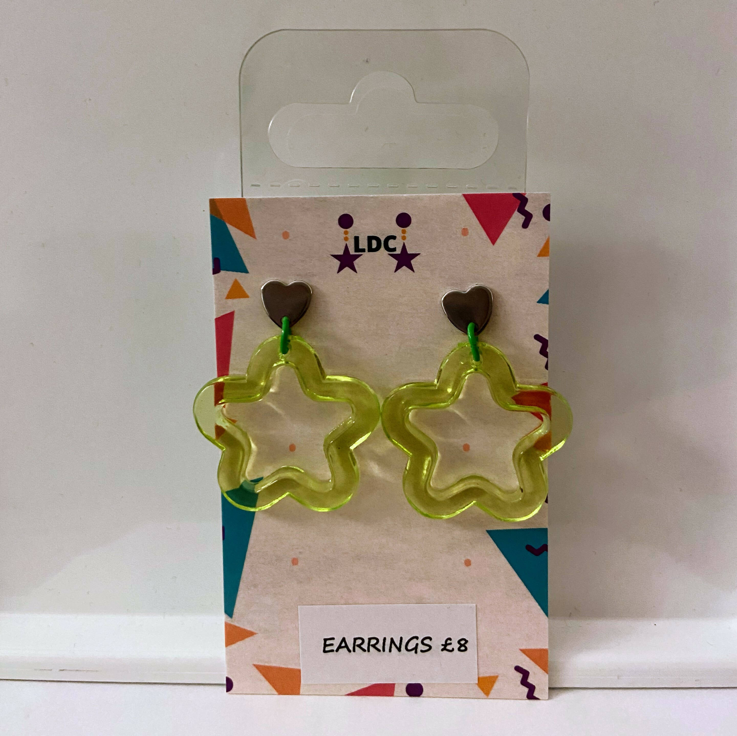 Acrylic Star Drop Stud Green