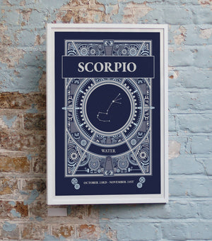 Scorpio Zodiac Horoscope Star Sign Constellation Art Print A4 Framed no Mount