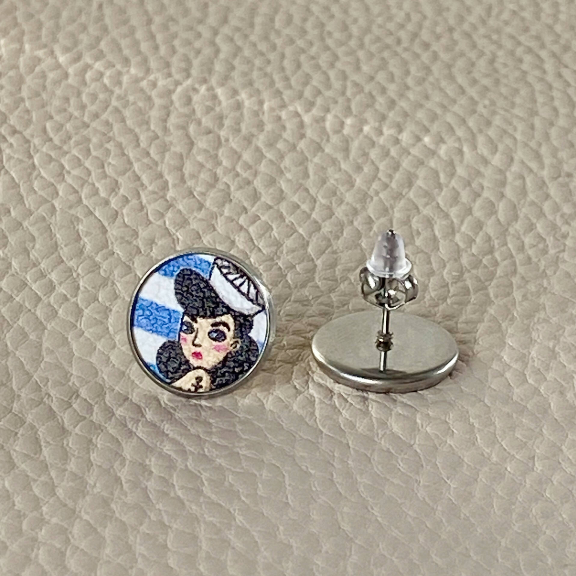 Sailor Girl Faux Leather Studs