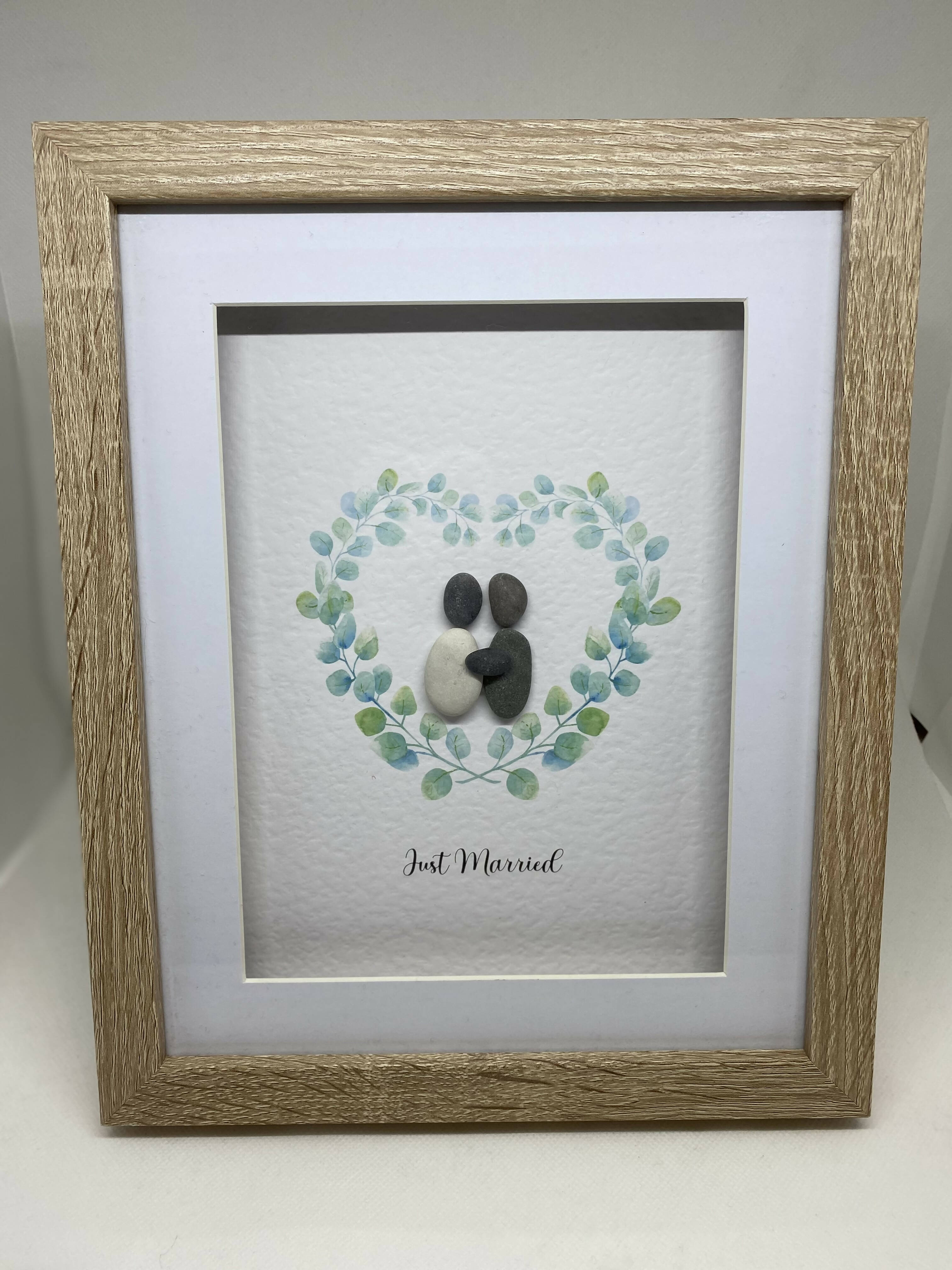 Just Married heart greenery - Medium