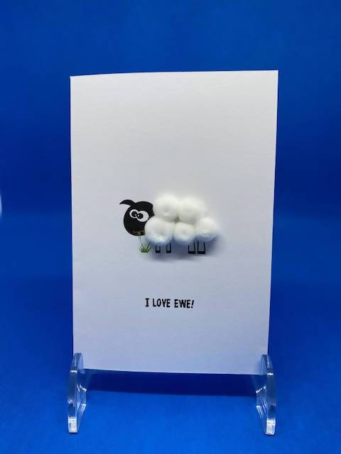 ‘I Love Ewe”- Pom Pom greeting card