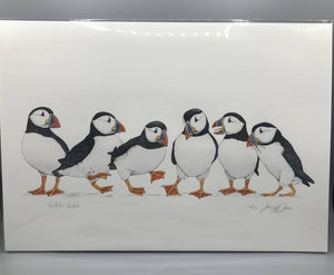 "The Puffin Shuffle" - Unframed A3 Limited Edition Print by Jenny Davies