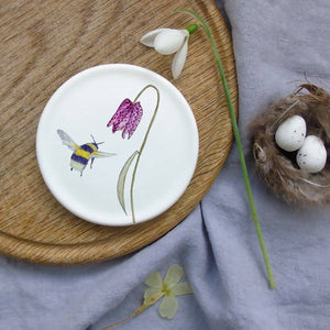 Fritillary flower and bee coaster