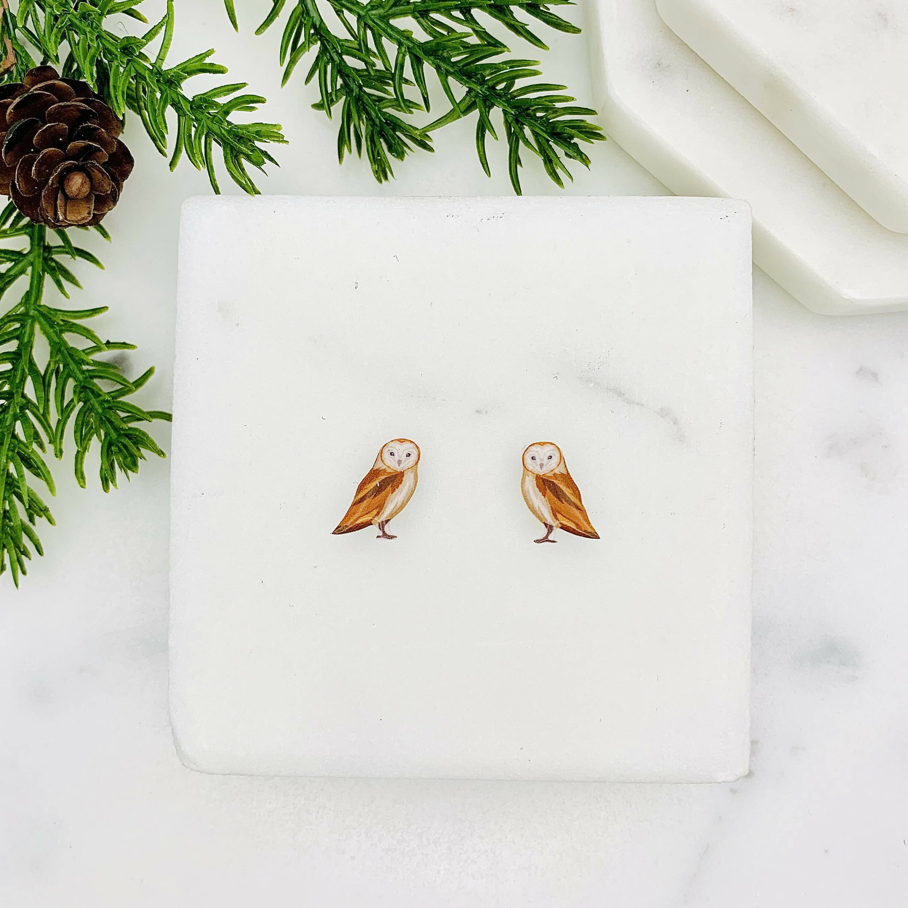 Barn Owl Stud Earrings