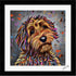 LABRADOODLE DOG COLOUR SPLASH FRAMED ARTWORK.