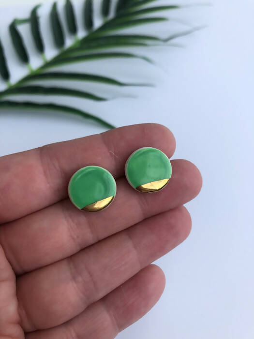 Betty Green Studs | Stylish Stoneware Earrings | Art & Soul