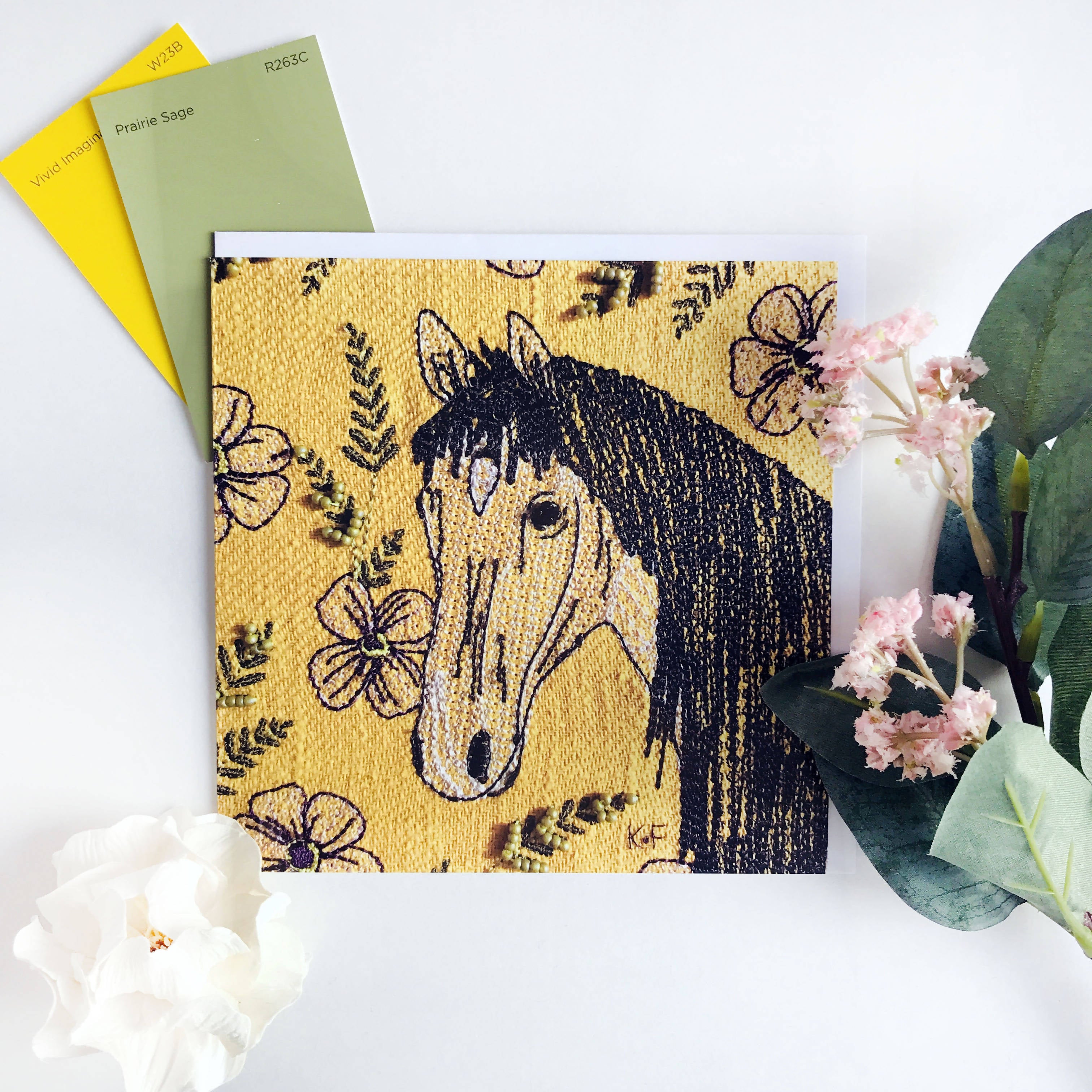 Mustard Yellow Horse Greetings Card