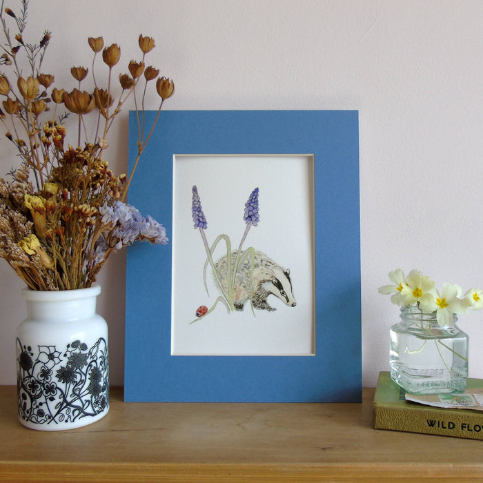 Badger and Muscari Giclee print
