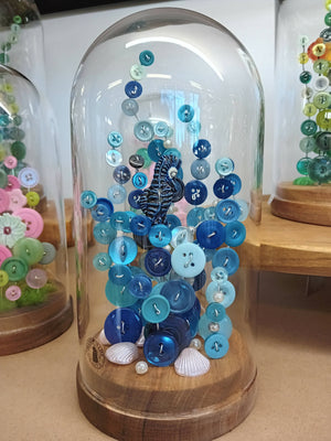Blue button aquarium glass cloche